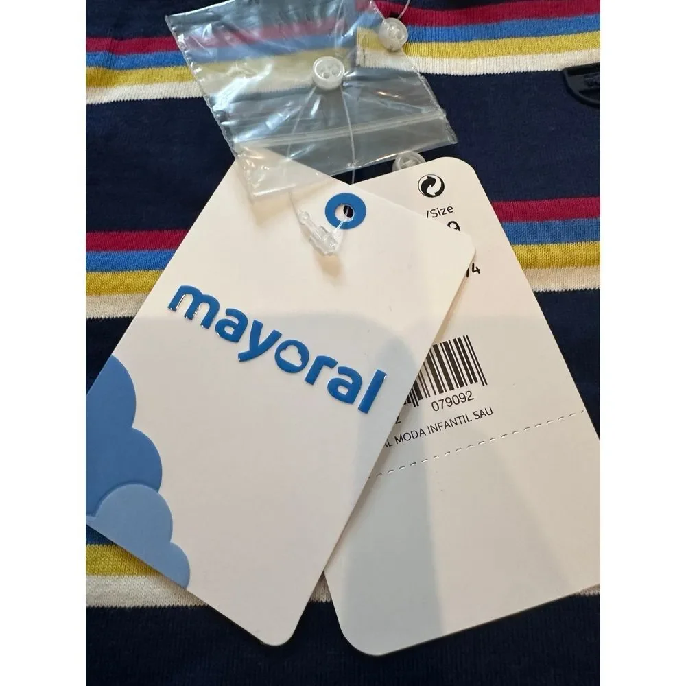 NWT super soft‎ Mayoral preppy stripe polo longsleeve collar 9 months